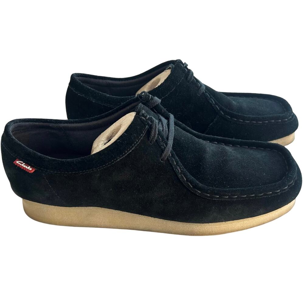 Clarks Collection Padmora Womens 11 Black Suede Moc Toe Crepe Sole Oxford Shoes